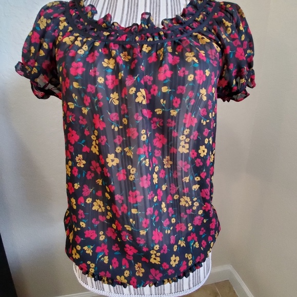 NWOT 21 FLORAL PEASANT BLOUSE SIZE SP - Picture 1 of 8